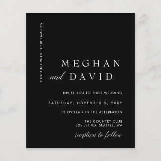 Budget Black and White Modern Wedding Invitation