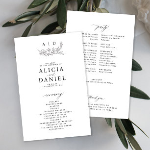 Budget black and white monogram wedding program