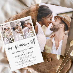 Budget Black and White Photo Wedding Invitation