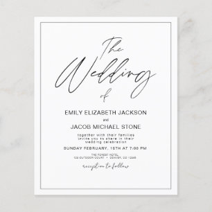 Budget Black and White Photo Wedding Invitation Flyer