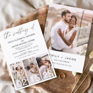 Budget Black and White Photo Wedding Invitation Flyer