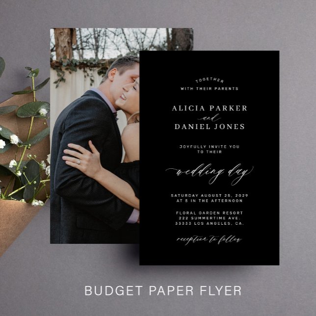 Budget black and white photo wedding invitation flyer (Creator Uploaded)