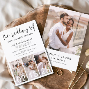 Budget Black and White Photo Wedding Invitation Flyer