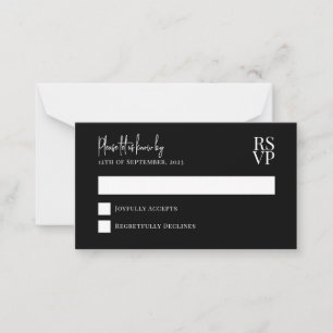 BUDGET Black and White Wedding RSVP Card