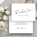 Budget black and white wedding thank you script card<br><div class="desc">Simple trendy modern white black budget affordable wedding thank you small note card featuring a chic handwriting calligraphy script with a little heart. Personalise it with your text and signature! Please note that the background colour can be changed to match your wedding colour scheme. If comfortable doing it, you can...</div>