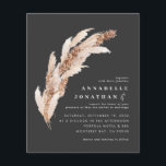 Budget black boho pampas elegant wedding invite flyer<br><div class="desc">Budget natural botanical pampas grass watercolors and script wedding invitation with space for QR code. Modern on trend design collection in contemporary on Trend terracotta,  teal,  black and natural beige colorway.</div>
