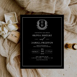 Budget Black Crest Monogram Wedding Invitation Flyer<br><div class="desc">Capture the essence of sophistication with a formal floral crest monogram wedding design. This elegant blend of timeless floral motifs and a personalised monogram crest adds a touch of refinement to your wedding décor and stationery. Ideal for couples seeking a classic yet distinguished style, the design enhances the overall atmosphere...</div>