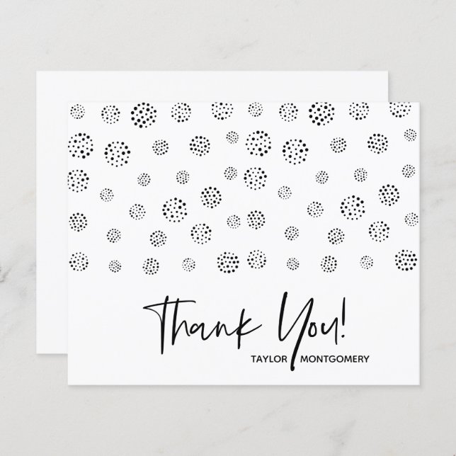 Budget Black Dotted Thank You Cards (Front/Back)