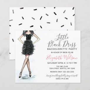 Budget Black Dress Bachelorette Party Invitation
