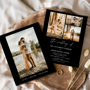 Budget Black Elegant Minimalist Photo Wedding Flyer