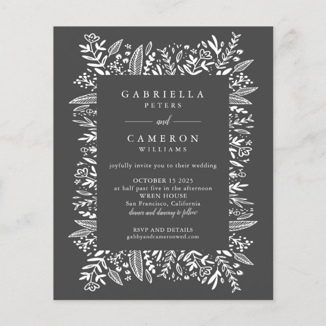 Budget Black Floral Line Art Wedding All-in-One  (Front)