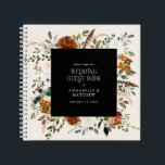 Budget black floral wedding guest book rustic<br><div class="desc">Terracotta,  natural,  sage green and black floral botanical stag modern rustic elegant arch wedding budget guest book favour decor design. Part of a modern collection.</div>