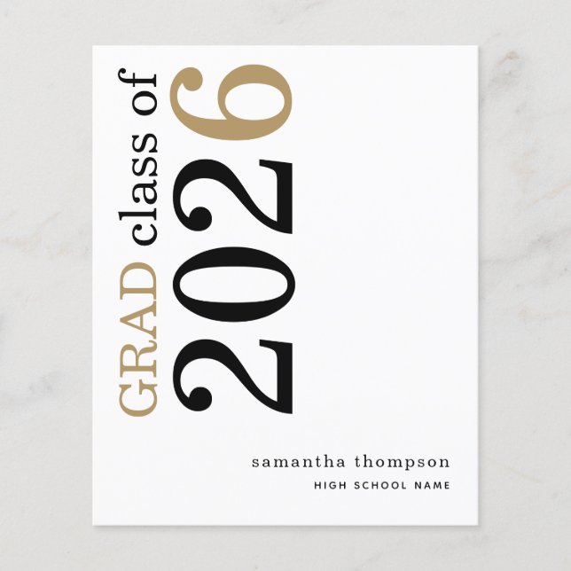 Budget Black Gold 2025 Graduation Announcement (Front)