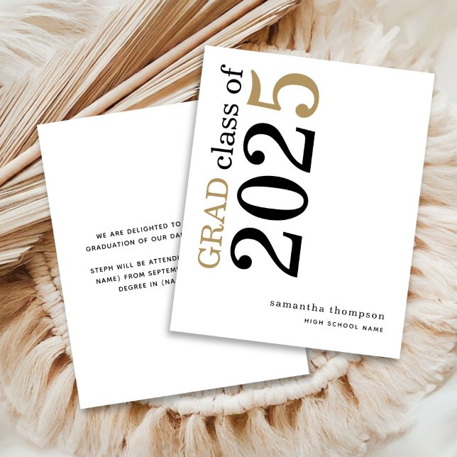 Budget Black Gold 2025 Graduation Announcement (front and back page)