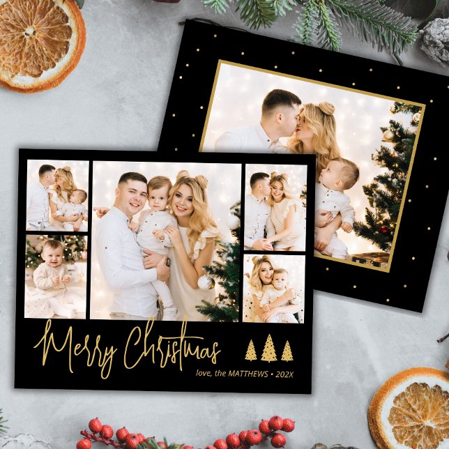 Budget Black Gold 5 Photo Christmas Holiday Flyer (Creator Uploaded)