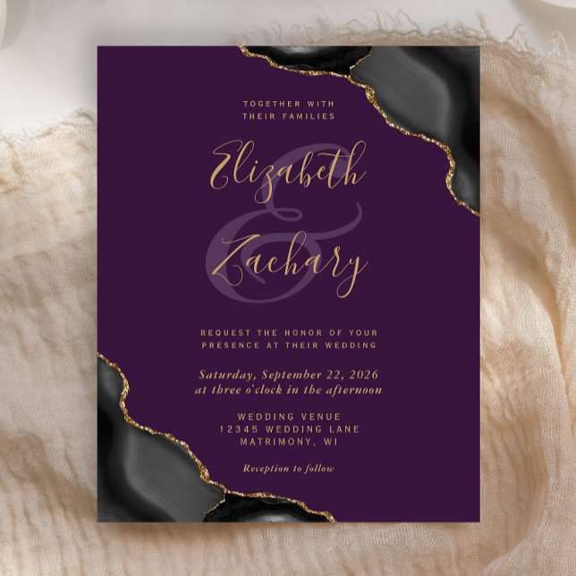 Budget Black Gold Agate Corners Purple Wedding (Creator Uploaded)