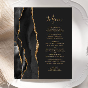 Budget Black Gold Agate Dark Wedding Menu