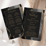 Budget Black Gold Agate Dark Wedding Program<br><div class="desc">This elegant,  modern wedding program features a black agate background trimmed with gold faux glitter. The text appears in elegant gold colored handwriting and copperplate fonts on an off-black rectangle.</div>