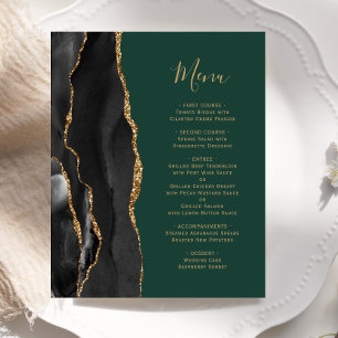 Budget Black Gold Agate Green Wedding Menu