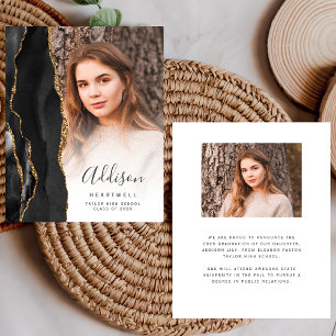 Budget Black Gold Agate Photo Grad Announcement