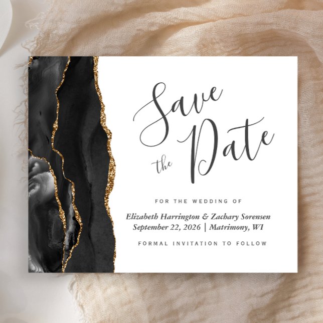 Budget Black Gold Agate Wedding Save the Date (Creator Uploaded)