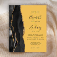 Budget Black Gold Agate Yellow Wedding Invite