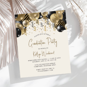 Budget Black Gold Balloon Arch Graduation Party