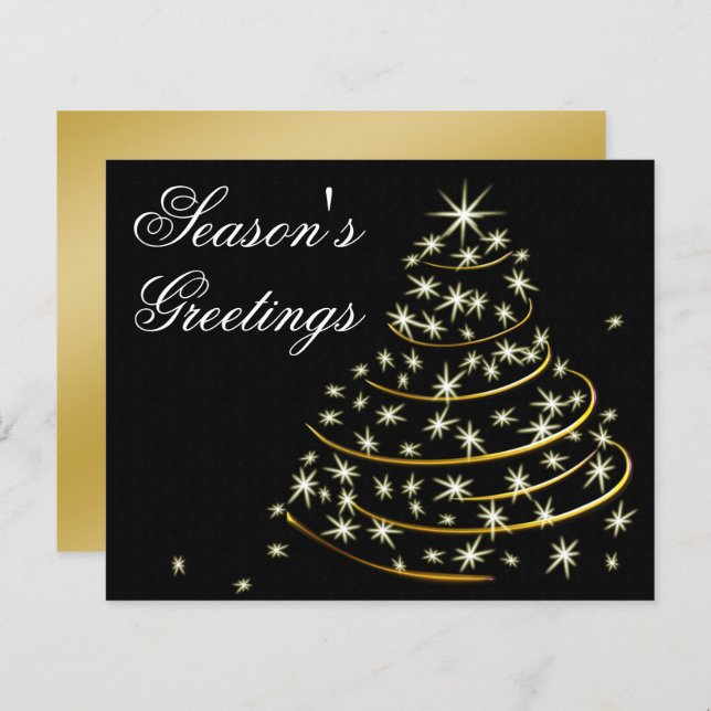 Budget Black Gold Christmas Tree Holiday Card (Front/Back)