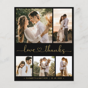 Budget Black Gold Collage Wedding Thank You Flyer
