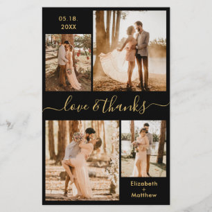 Budget Black Gold Collage Wedding Thank You Flyer