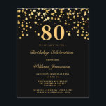 Budget Black Gold Confetti 80Th Birthday Party  Flyer<br><div class="desc">Budget Black Gold Confetti 70Th Birthday Party Flyer</div>