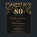 Budget Black Gold Confetti 80Th Birthday Party  Flyer<br><div class="desc">Budget Black Gold Confetti 70Th Birthday Party Flyer</div>