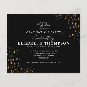Budget Black Gold Confetti Grad Graduation Party