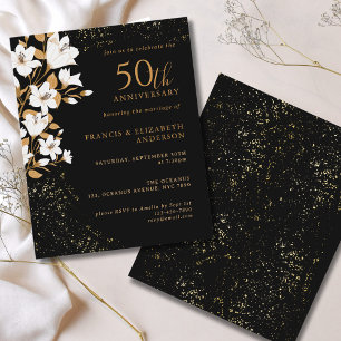 Budget Black Gold Floral 50th Wedding Anniversary