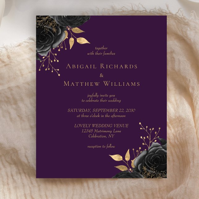 Budget Black Gold Floral Purple Wedding (Creator Uploaded)
