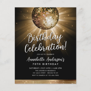 Budget Black Gold Glitter 70s Disco Ball Birthday