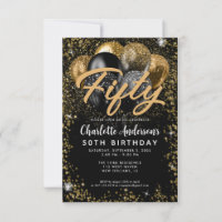 Budget Black Gold Glitter Balloon Any Age Birthday