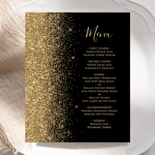 Budget Black Gold Glitter Wedding Menu