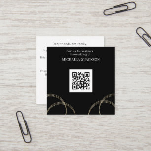 Budget Black Gold QR Code Wedding Invitation