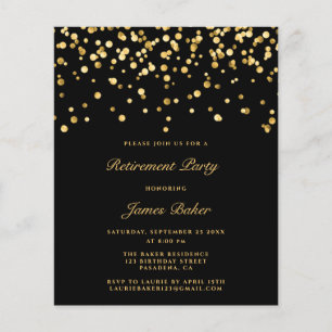 Budget Black & Gold Retirement Party Invitation Flyer