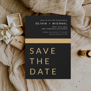 Budget Black Gold Save the Date Elegant