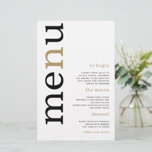 BUDGET Black Gold Typography White Wedding Menu