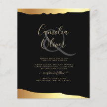 BUDGET Black Gold Wedding Invite RSVP QR Code Chic