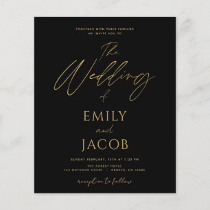 Budget Black Gold Wedding Modern Typography Flyer