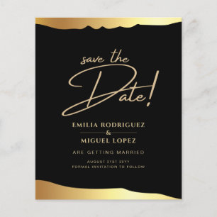 BUDGET Black Gold Wedding Save The Date Flyer