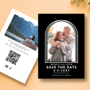 Budget Black Minimalist White Arch Photo Save The Date