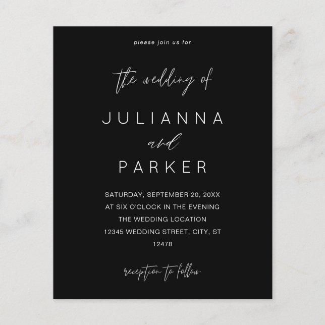 Budget Black MOD Calligraphy Wedding Flyer (Front)