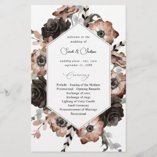 Budget Black &NaturalFloral Boho Wedding Program M Flyer