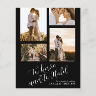 Budget Black Photo Collage Wedding Invitation