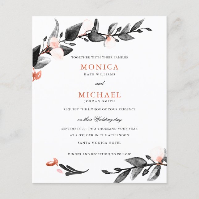 BUDGET BLACK PINK Bloom | Modern botanical wedding (Front)